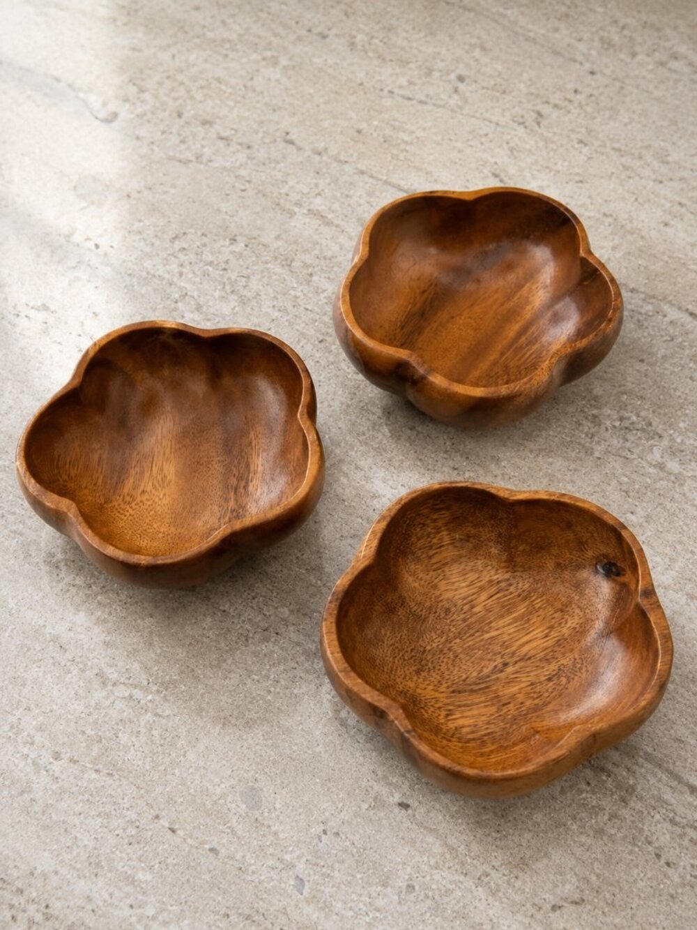 Vintage Monkeypod Wood Bowls Set of 3– Handcrafted Philippines Serving Bowls